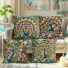 Boho Peacock Cushion Cover Colorful Peacock Throw Pillow Cover Decorative Cushion Case for Sofa Living Room Bedroom Home Decor