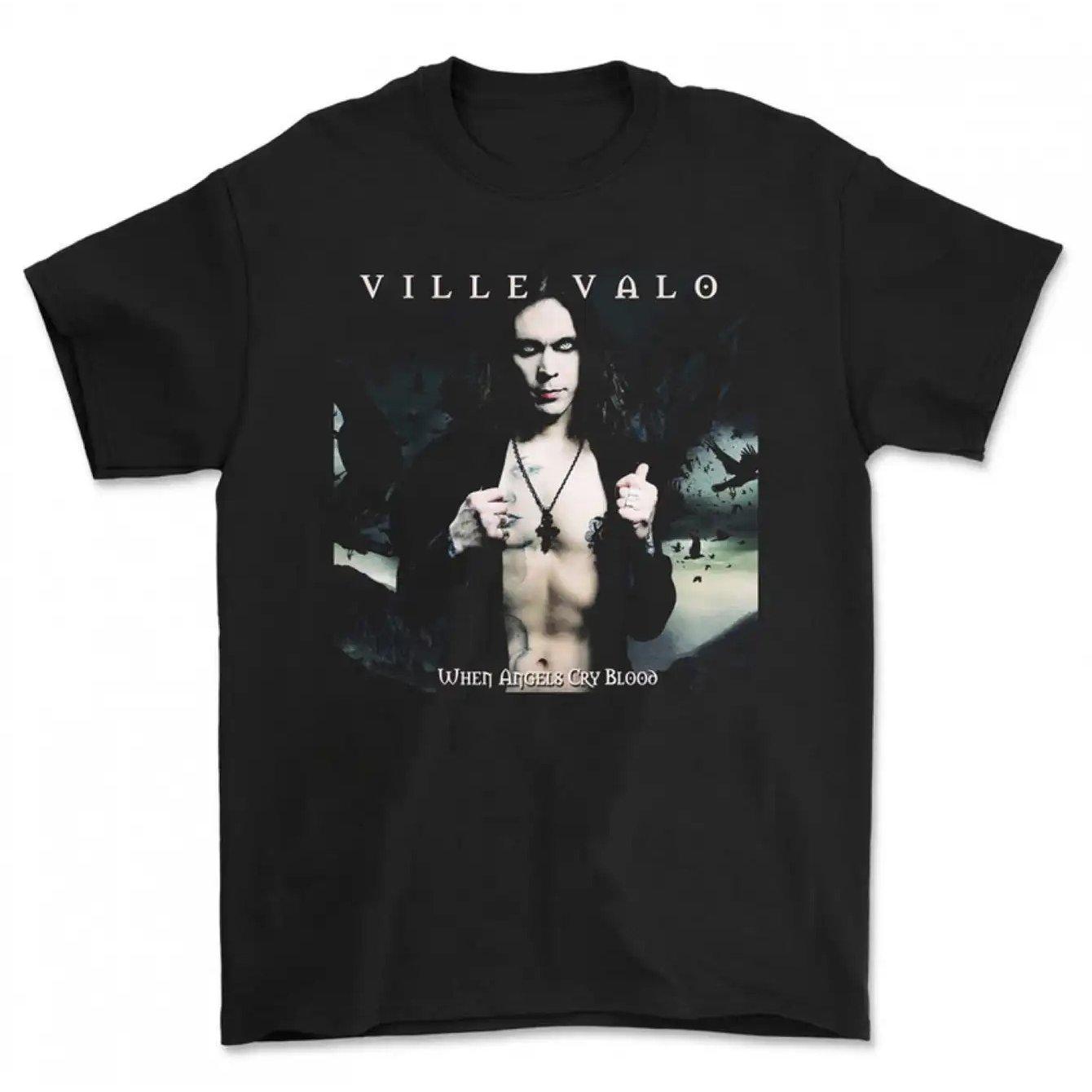 Ville Valo Angel Weeping Blood Tshirt ShortSleeve Gothic Print TShirt Crew Neck Regular Fit Suitable for All Seasons S