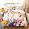Cool Personality Miss Kobayashi's Dragon Maid Characters Bedding Set New Printed Duvet Cover Set Linen for Anime Lovers Home Bed
