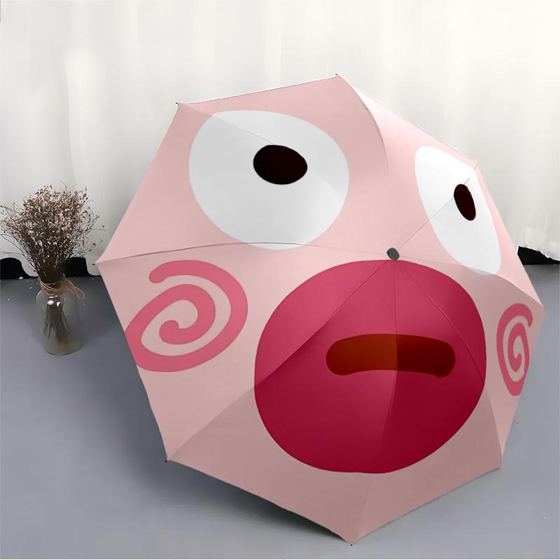 1pc Cute Face Open/Close Folding Umbrella, All- Portable Umbrella for & Men, Stylish Accessory (Holiday Gift) 8-Rib Yy251213135