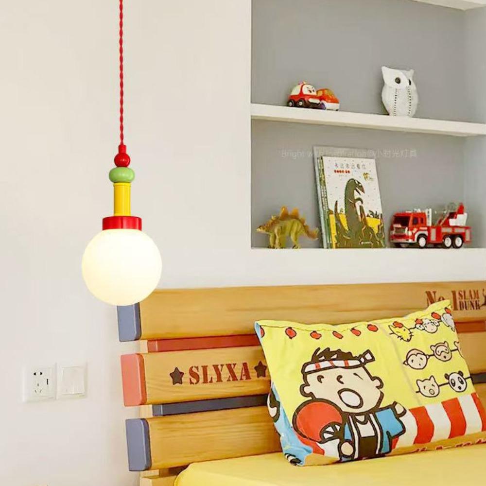 

Ball Glass Colorful Pendant Light Red Yellow Blue Suspension Chandelier Dining Table Style B