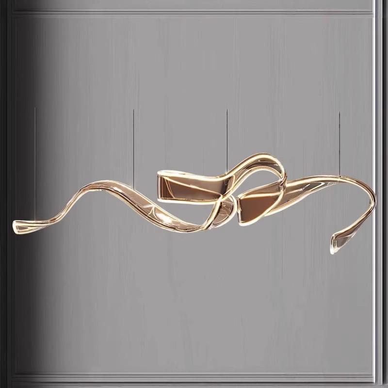 Modern Luxury Ribbon Chandelier: Creative Long Strip Design for Restaurants and Hotel Lobbies
