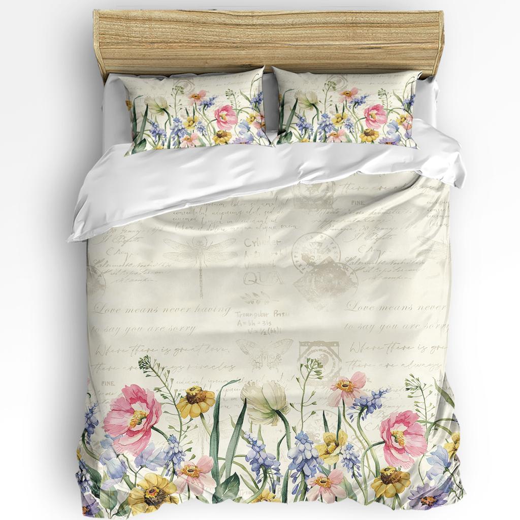 Wild Flower Eucalyptus Sunflower Plant Lavender 3pcs Bedding Set For Double Bed Home Textile Duvet Cover Quilt Cover Pillowcase