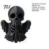 3D Printed Skull Sculpture Cthulhu Statue, Gothic Hollow Skeleton Decor, Matte Black Dark Theme Home Decor Horror Figurine for Bedroom Office