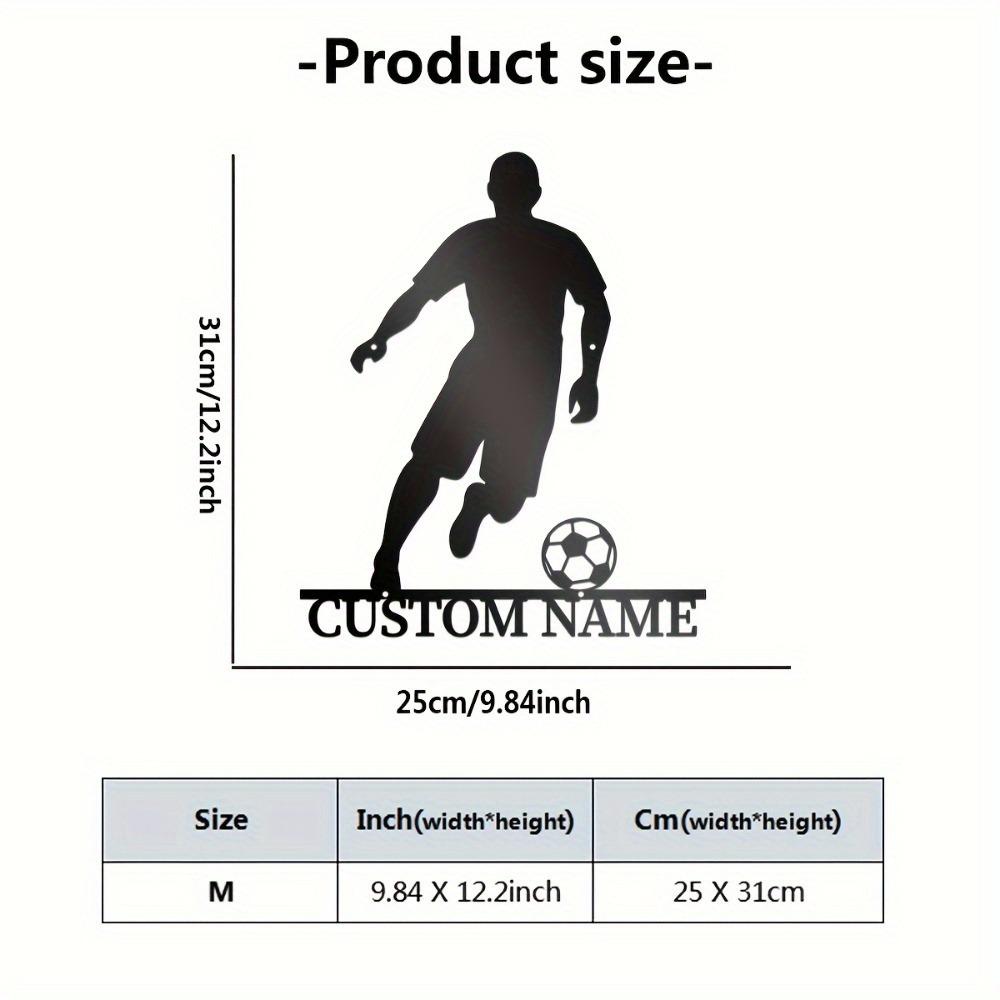 Metal Wall Art Soccer Player Silhouette Personalized Football Decor Indoor Outdoor Sign