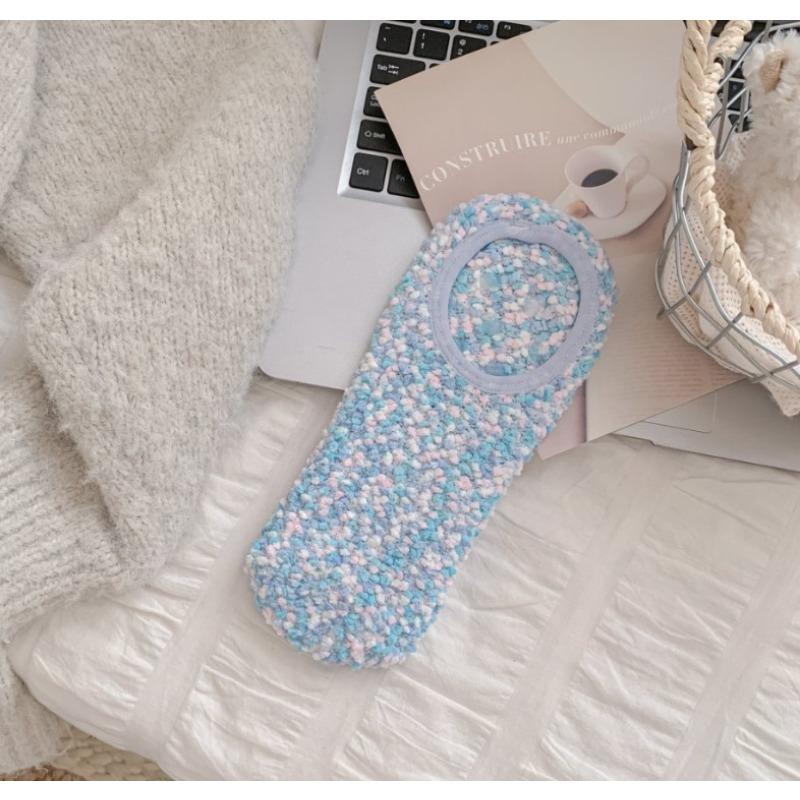 Autumn and Winter Dot-yarn Shallow-mouthed Women's Socks, Anti-slip, Thickened and Warm Home Yoga Socks, Large-sized Floor Socks