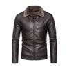 Men's Winter Lapel Leather-Fur PU Jacket - Velvet Lined Business Style