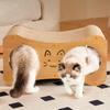 Cat Scratcher House Double Layers Corrugated Paper Scratch Cardboard Lounge Bed 2-in-1 Indoor Cats Scratching Board House with Interactive Ball