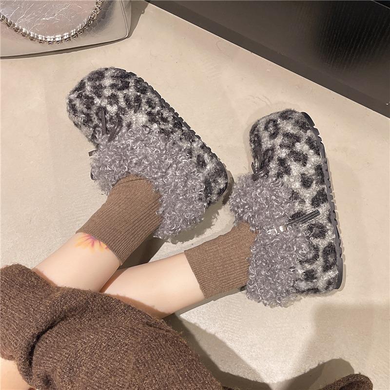 Winter 2026 New Cotton Shoes Bow Warm Heightened Platform Outside Wear Wrapped Hairy Flat Shoes Women