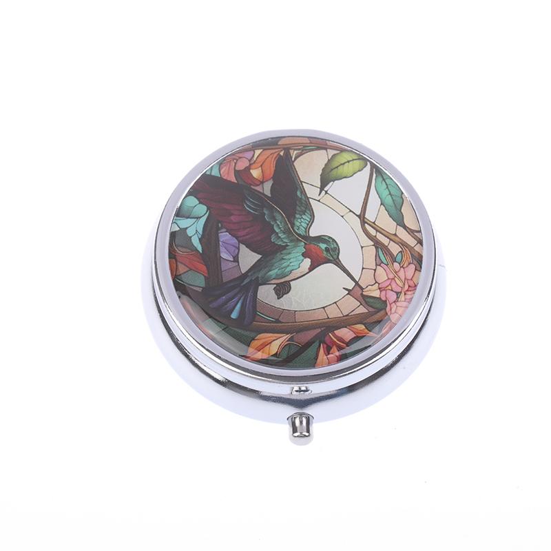 3 Compartments Pill Box Travel Pill Splitters Case Container Vintage Medicines Pillbox With Mirror Drugs Box