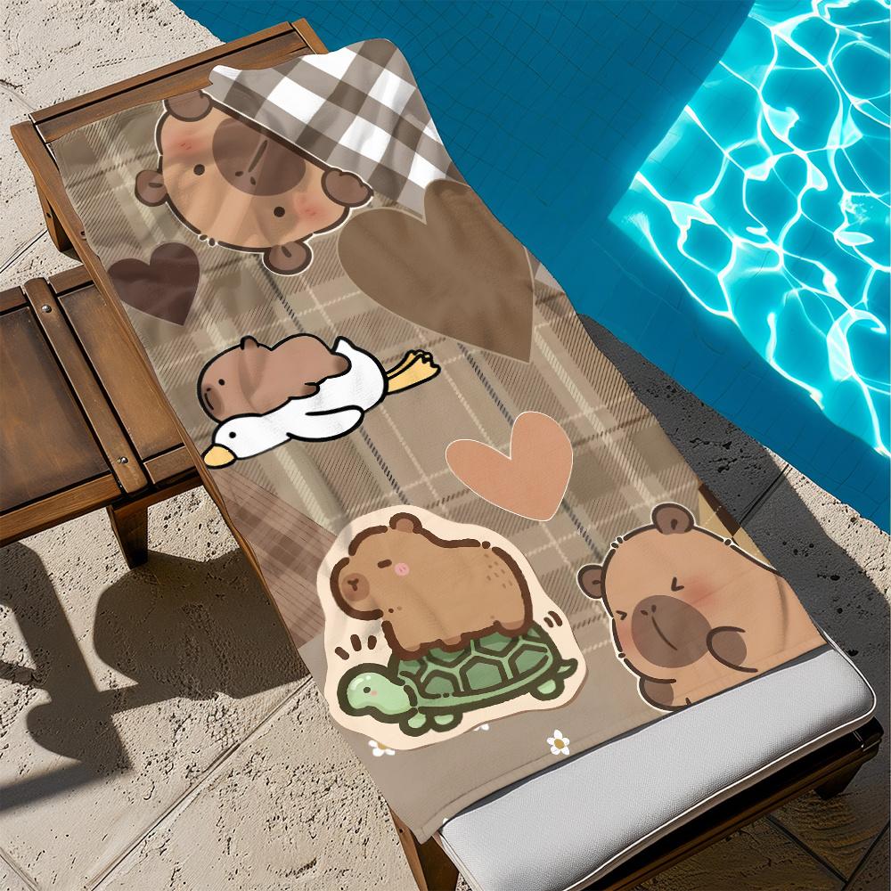 One Capybara Beach Towel Designed for Enjoyment, Perfect for Beach Outings, Swimming Pools, Yoga Sessions, And Travel. These