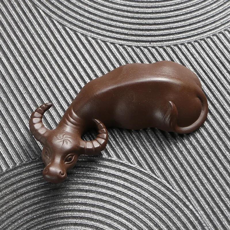 

NLSLASI Purple Clay Tea Pet Handmade Cattle Figurine Tea Ceremony Accessories Creative Home Tea Table Decoration Ornament