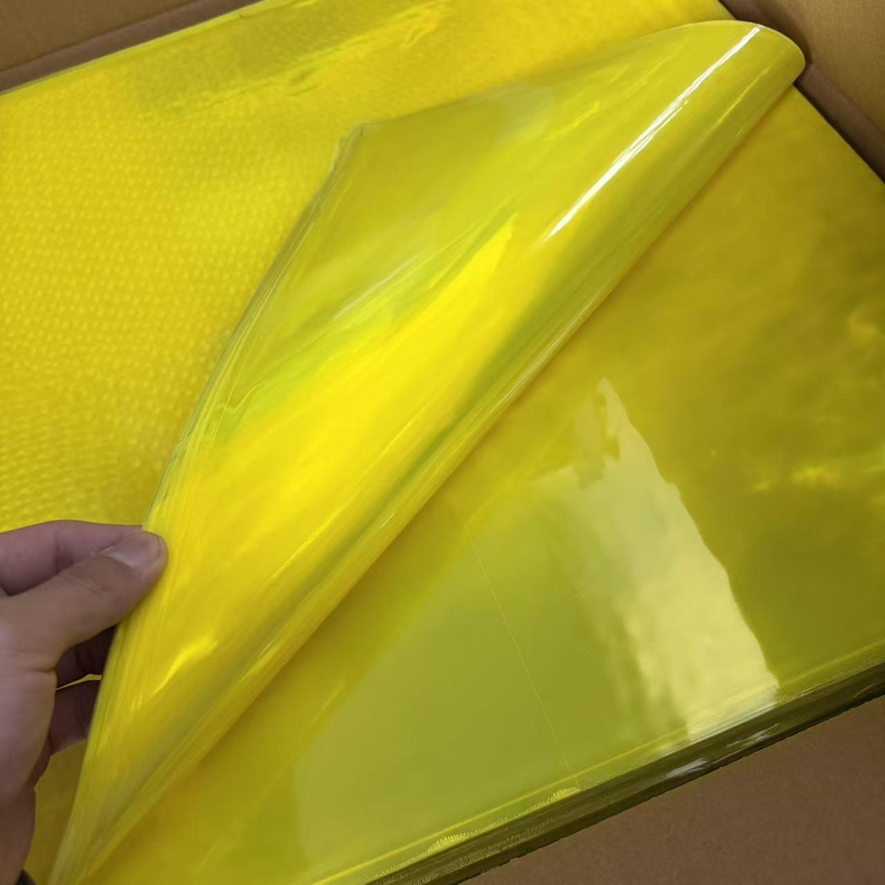 Eco-friendly Yellow Reflective PVC Film - Ultra-bright, Waterproof, Engineering-Grade Luminous Warning Sheet 47x49 cm Slightly Yellow Material