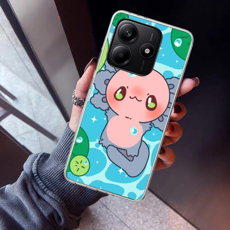 Cute Axolotl Kawaii Phone Case For Xiaomi Redmi Note 10 11 12 13 14 15 Pro Plus 11S 12S 14S 11T 11E 10S Soft TPU Back Cover Redm