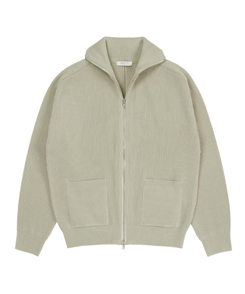 DRAW FIT Soft Pbt Two-Way Full-Zip Knit [Sand Beige]