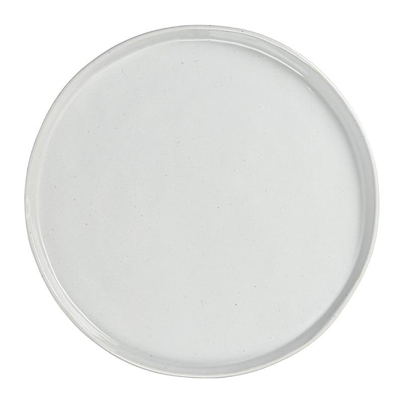 Large Plate Round Shallow Plate Simple Style Ceramic Plate Tableware Vegetable Plate Household Dessert Plate Breakfast Pasta Plate Plate