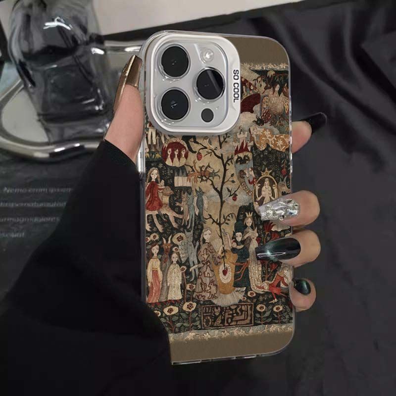 Vintage Ancient Girl Mural Painting Phone Case For iPhone 17 16 15 14 13 12 11 Pro Max XR XS MAX 7 8 PLUS INS Shake Proof Cover