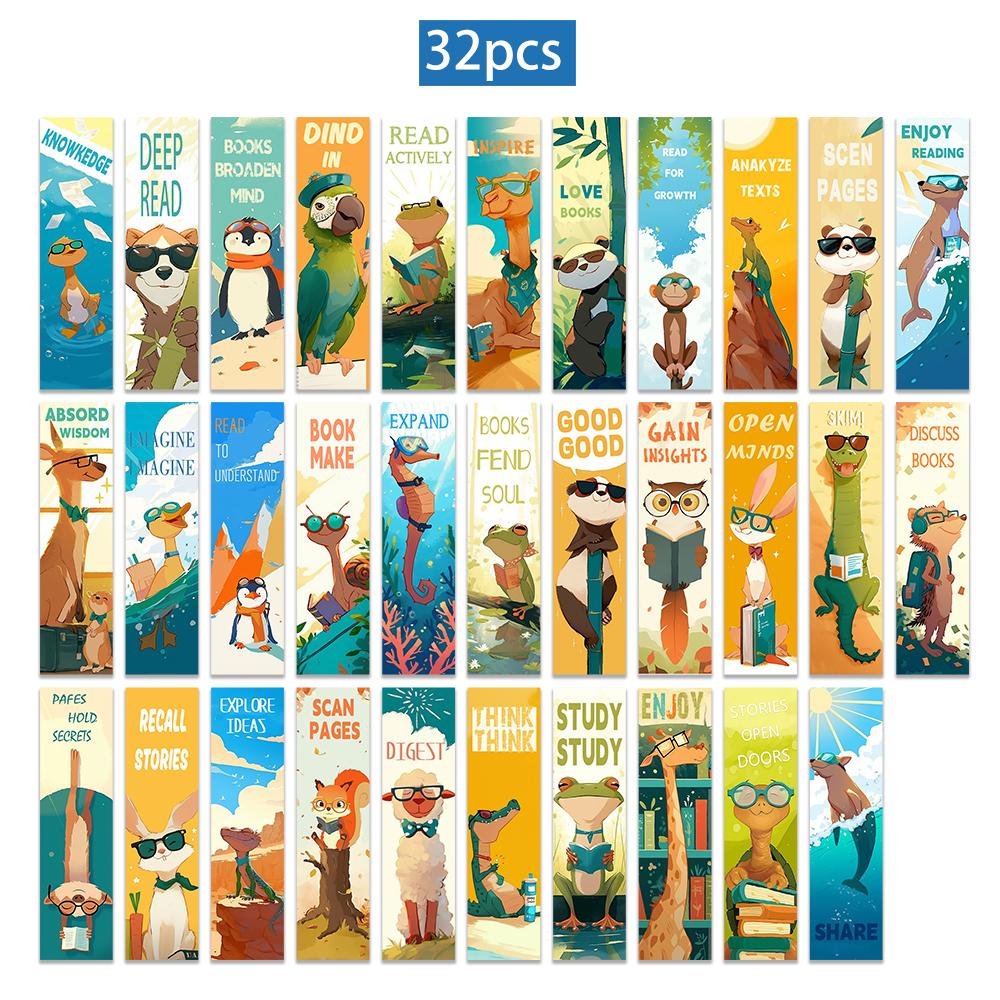 

32pcs, cartoon animal bookmarks, suitable for teachers, readers, and enthusiasts, gifts, bookmarks, parties, birthdays