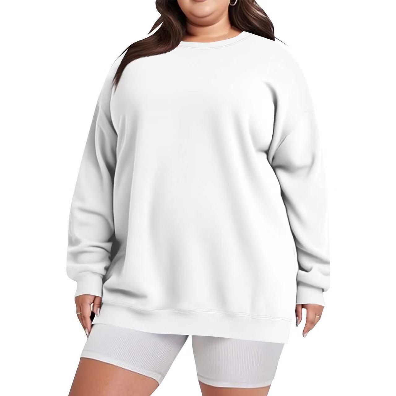 2025 Plus Size Women s Round Neck Solid Loose Long Sleeve Top 4XL