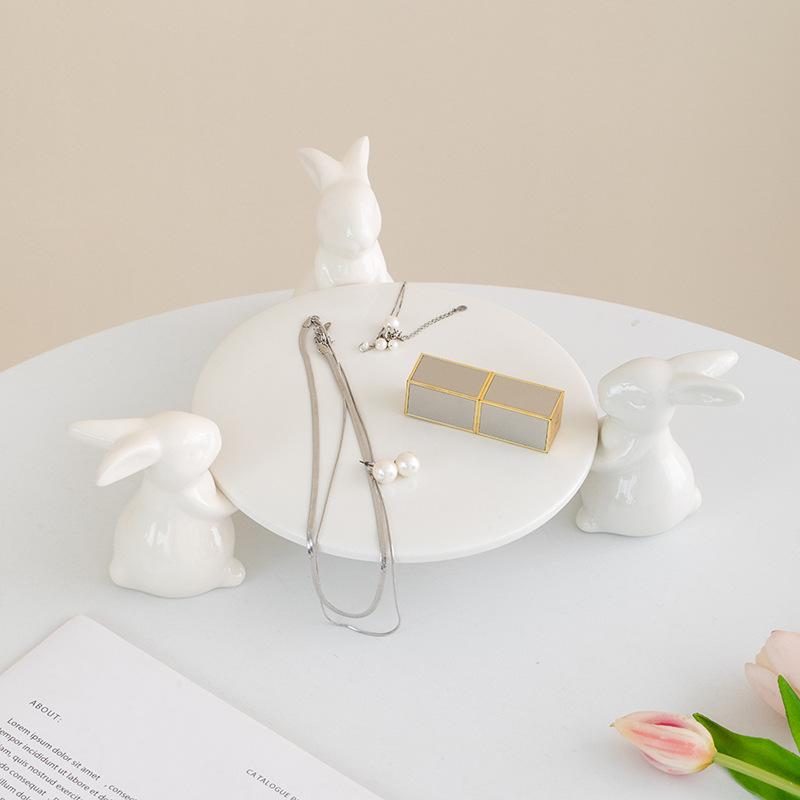 Solid Color Rabbit Ceramic Tray, Cake Rack, Dessert Tray, Fruit Tray, Sushi Board, Wedding Dessert Display Tool, Home Decoration