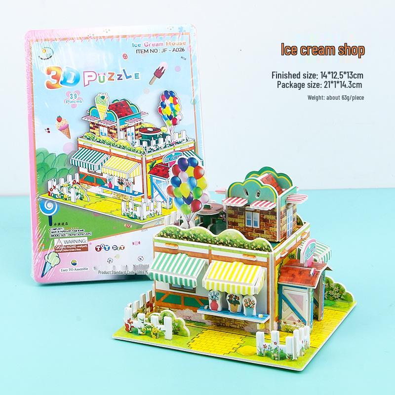 3D Stereo DIY Paper Puzzle - Handmade Small House Toy for Children Aged 3-6.