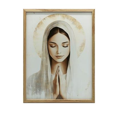 Our Lady In Prayer Our Lady In Prayer, 30X40 Cm, Dark Brown Wooden Frame, 230 Gsm Matte Paper