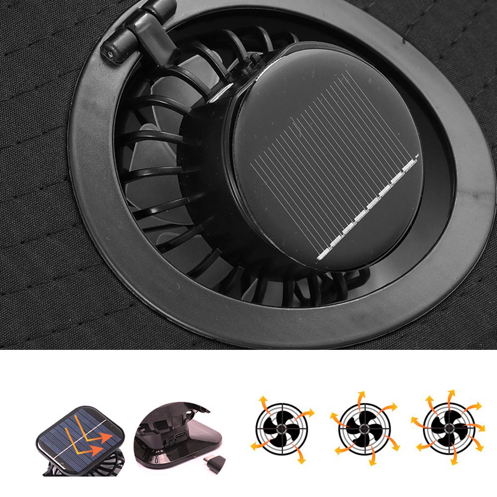 Unisex Outdoor Wide Brim Sun Hat with Fan for Hiking Camping Summer Comfortable Llightweight Rechargeable Cooling Cap