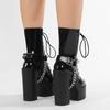 Gdgydh Halloween Punk Platform Boots For Women With Crisscross Straps Chains Rivets High-Heeled Boots For Nightclubs And Stages
