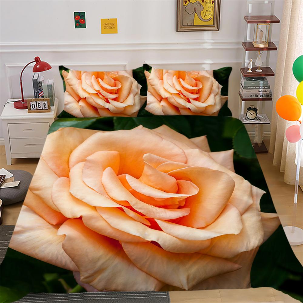 Juego de cama con estampado de flores, colchas de poliéster de doble tamaño, ropa de cama para el hogar de alto rango a la moda