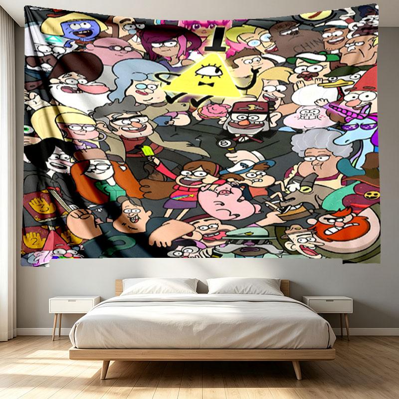 Gravity Falls Print Tapestry - Portable Wall Decor Cloth, for Home, Dorm, Travel, Bedroom, Living Room - Ideal Birthday Housewarming Gift