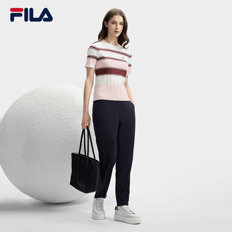 FILA Women s Color Block Stripe Short Sleeve Knit Top M