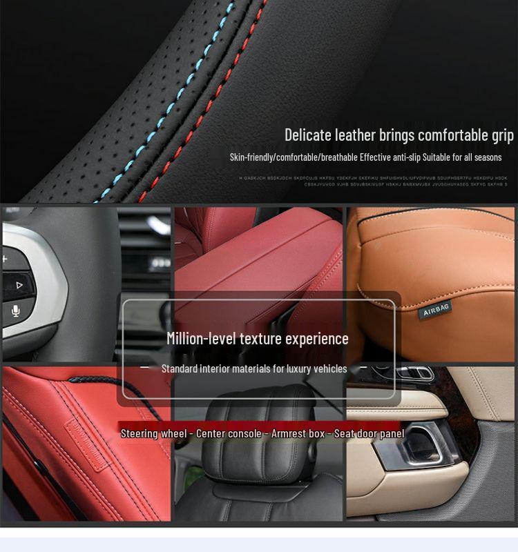 Changan Genuine Leather Steering Wheel Cover for CS35, CS55, CS75, CS95, Eado, Raeton, and Oshan - Four Seasons Edition