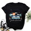 Vintage Black Oversized T-Shirt Retro Adventure Camper Van Camping Print Streetwear Cotton Short Sleeve Tee