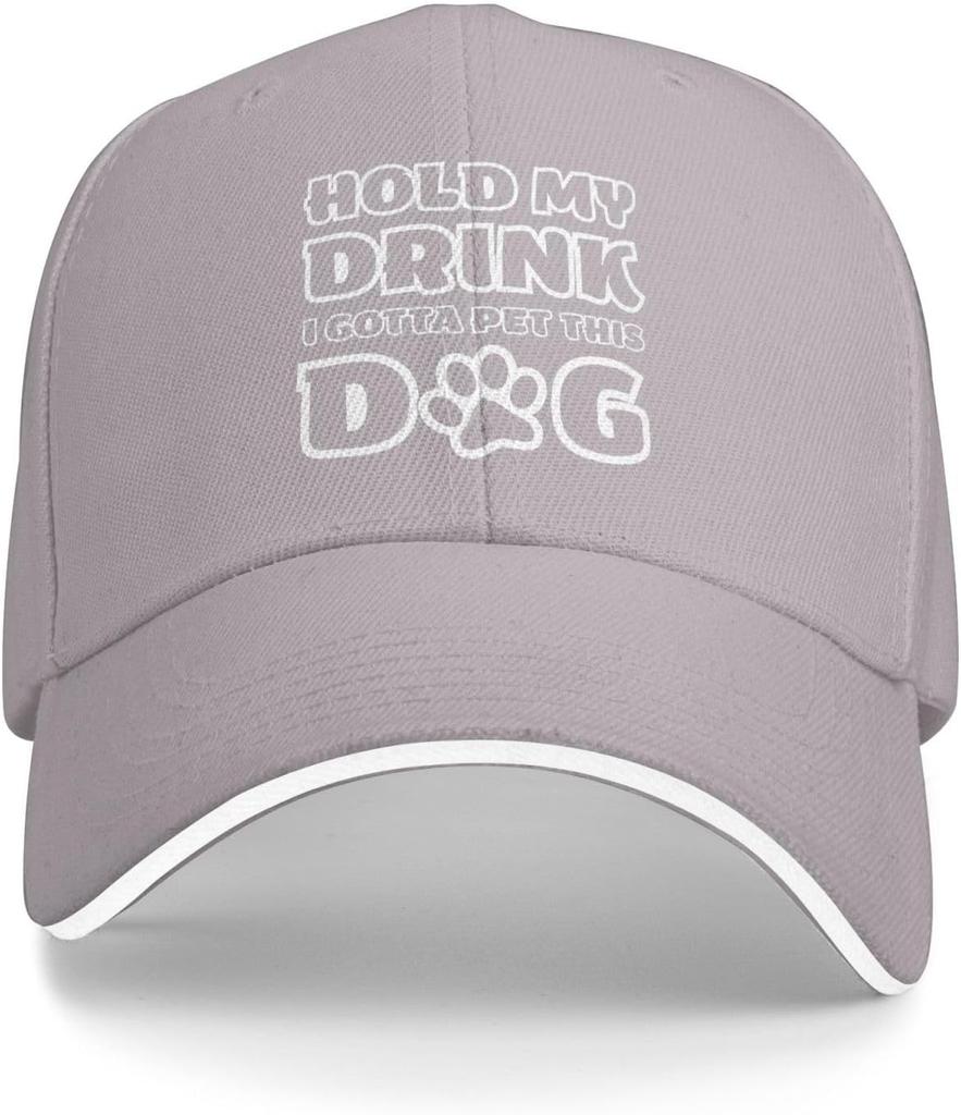 Hold My Drink I Gotta Pet This Dog Baseball Cap Funny Graphic Polyester Adjustable Outdoor Hat
