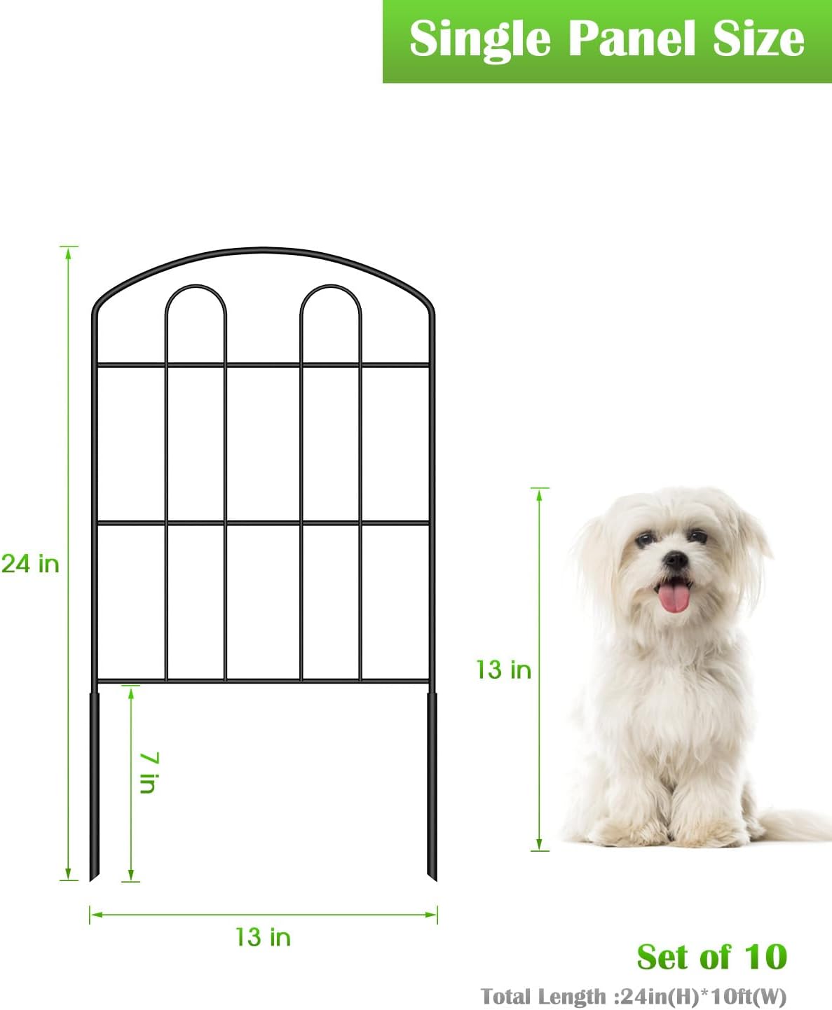 

10 шт. Декор Садовый Забор Бордюр 24 дюйма x 10 футов Металлический Ржавчиностойкий Забор Барьер для Животных чёрный