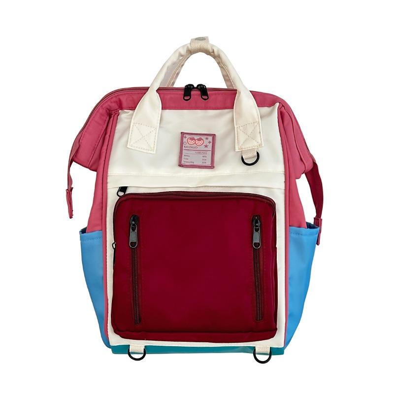 School Bag New Contrasting Color Laptop Backpack Junior High School College Student Campus Backpack Popular Girl School Bag