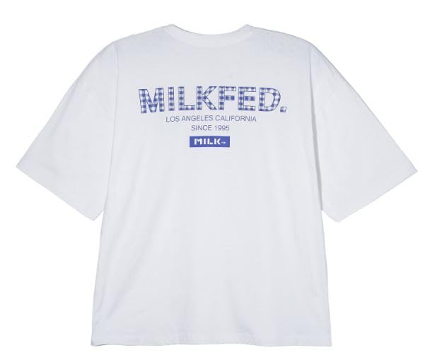 

Повседневная футболка с клетчатым логотипом, широкая, цвет белый [Milkfed], размер S/S, женская