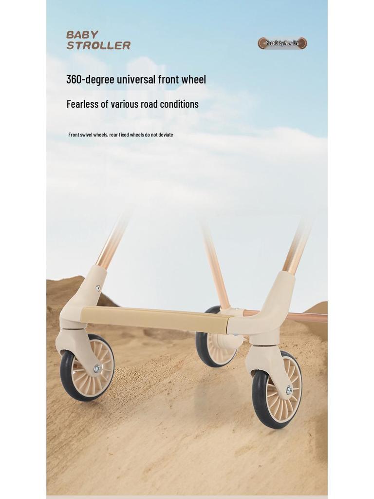 Lightweight High Landscape Baby Stroller with Tray | One-Button Fold & Portable Design