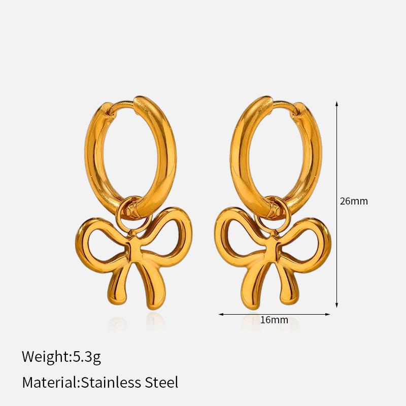 

INS Bow 18K Gold Titanium Steel Earrings Luxury Premium Stainless Steel Hoop Earrings Tarnish Free Ear Jewelry For Women 1