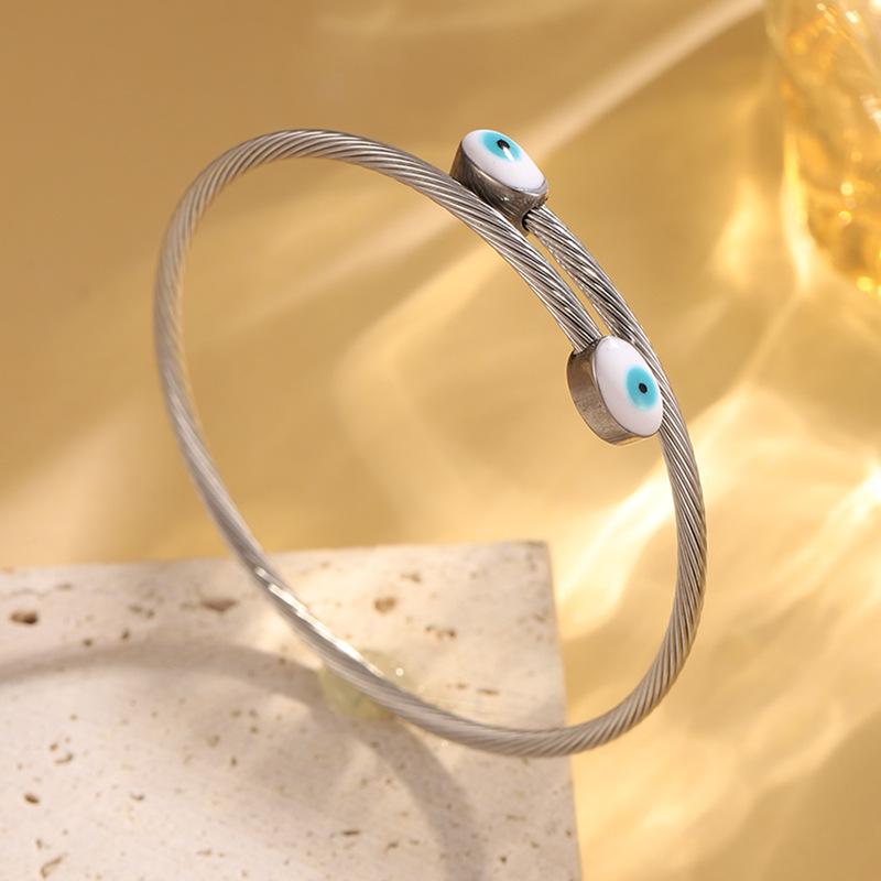 Female Oil Dripping Eyes Open Couple's Wire Twist Jewelry Bracelet
