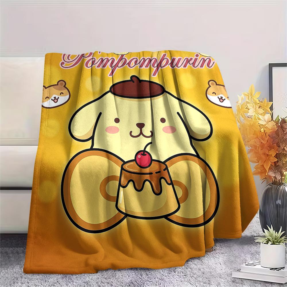 1PC Pompompurin Print Flannel Blanket, High quality All Seasons, Home Decor, Warmth and Comfort, Perfect for Christmas Gifts