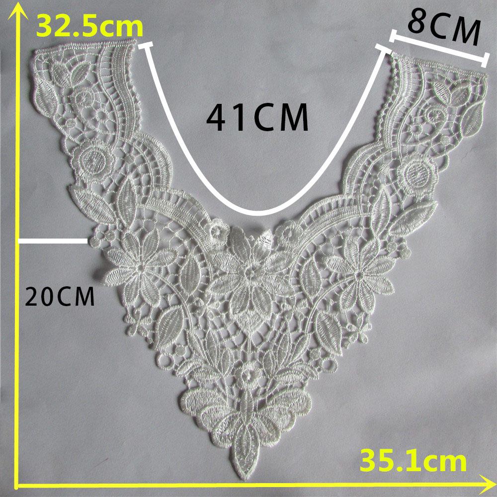 Handmade Black & White Polyester Lace Collar Applique