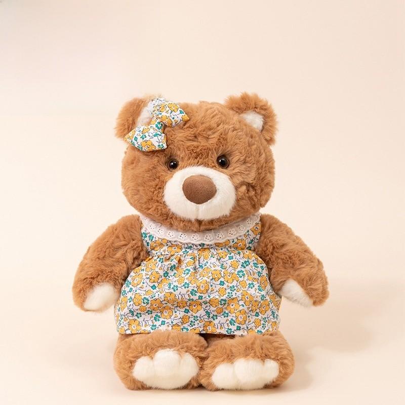 Morgan Bear Plush Toy With Denim Overalls For Kids Gift Gift Box