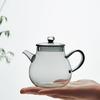 Pokaro Tea Heat-Resistant Glass Teapot, 370ml, Ink-Colored Design, Integrated Spout with Filter, Compact and Stylish Glass Teapot for Craft Tea,