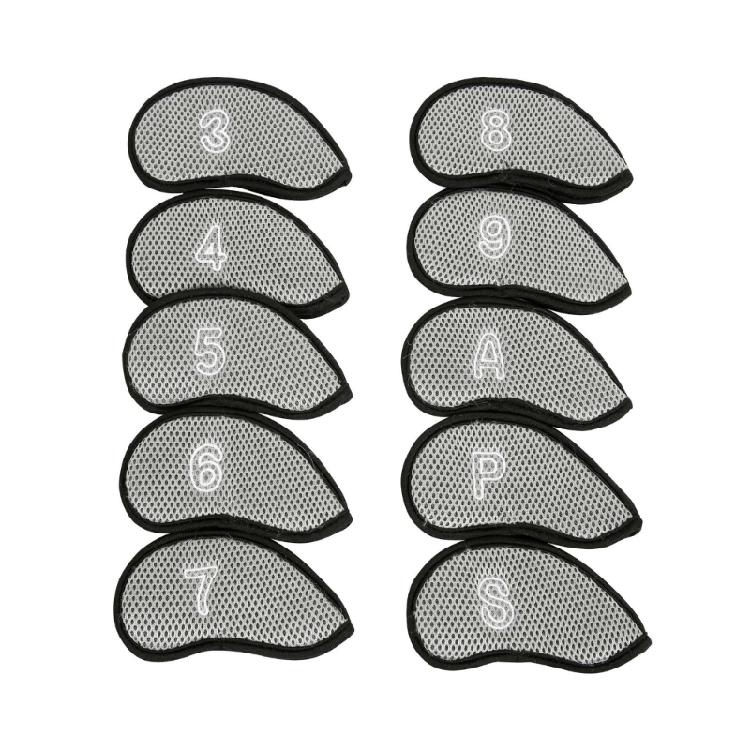10Pcs Mesh Fabric Golf Head Covers Golf Club Head Golf Wedges Covers with Number