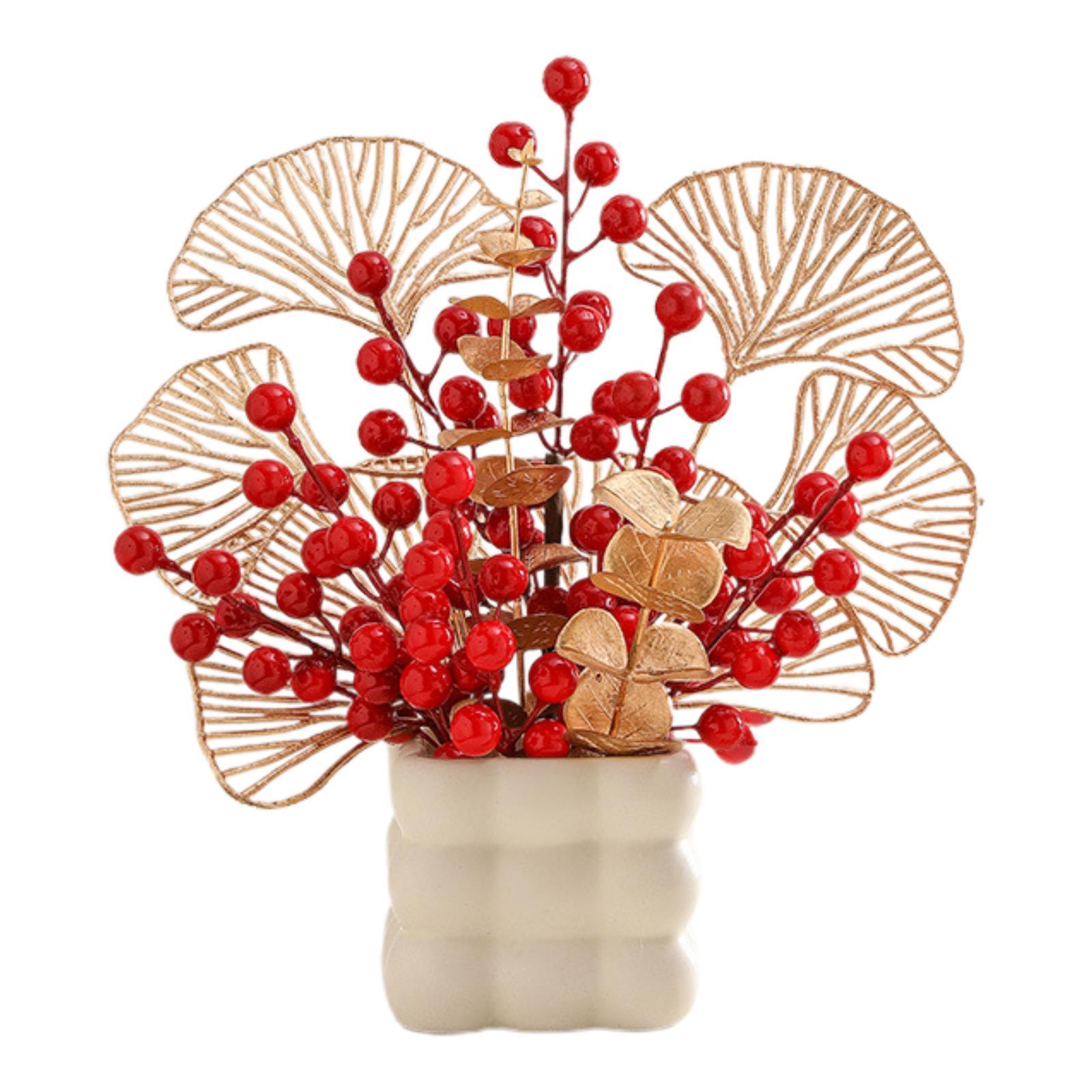 Spring Festival Artificial Flowers Vase Bonsai Tabletop Decoration Decorative