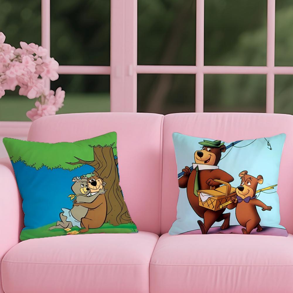 Federa Cuscino Orso Yoghi – Federa Cuscino Peluche Reversibile – Per auto, divano, camera da letto, perfetta come regalo.