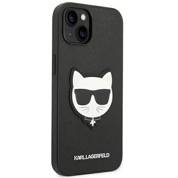 Karl Lagerfeld KLHCP14MSAPCHK iPhone 14 Plus / 15 Plus 6.7" Hardcase Black/black Saffiano Choupette Head Patch