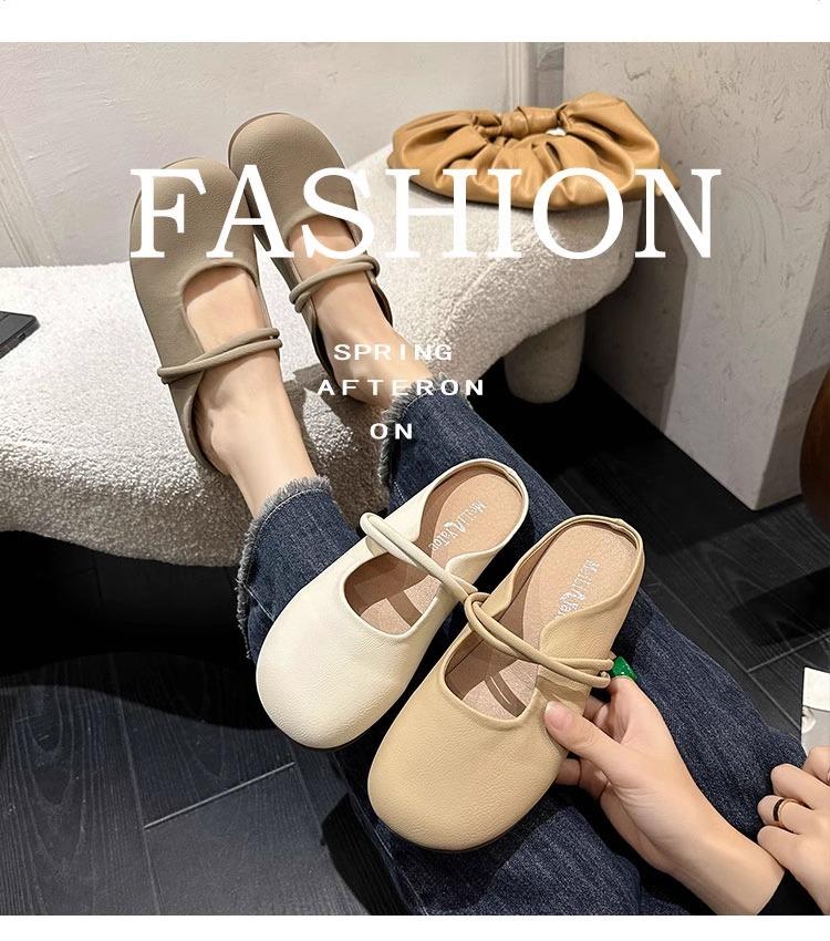 Milda févind mjuksulade enkelskor dam sommar 2025 nya rosett platt sula mössor bekväma grunda mormorsskor