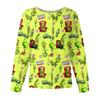 Women's Casual Fashion Long Sleeve Standing Collar Single Breasted Christmas Print Workwear Jacket Tops